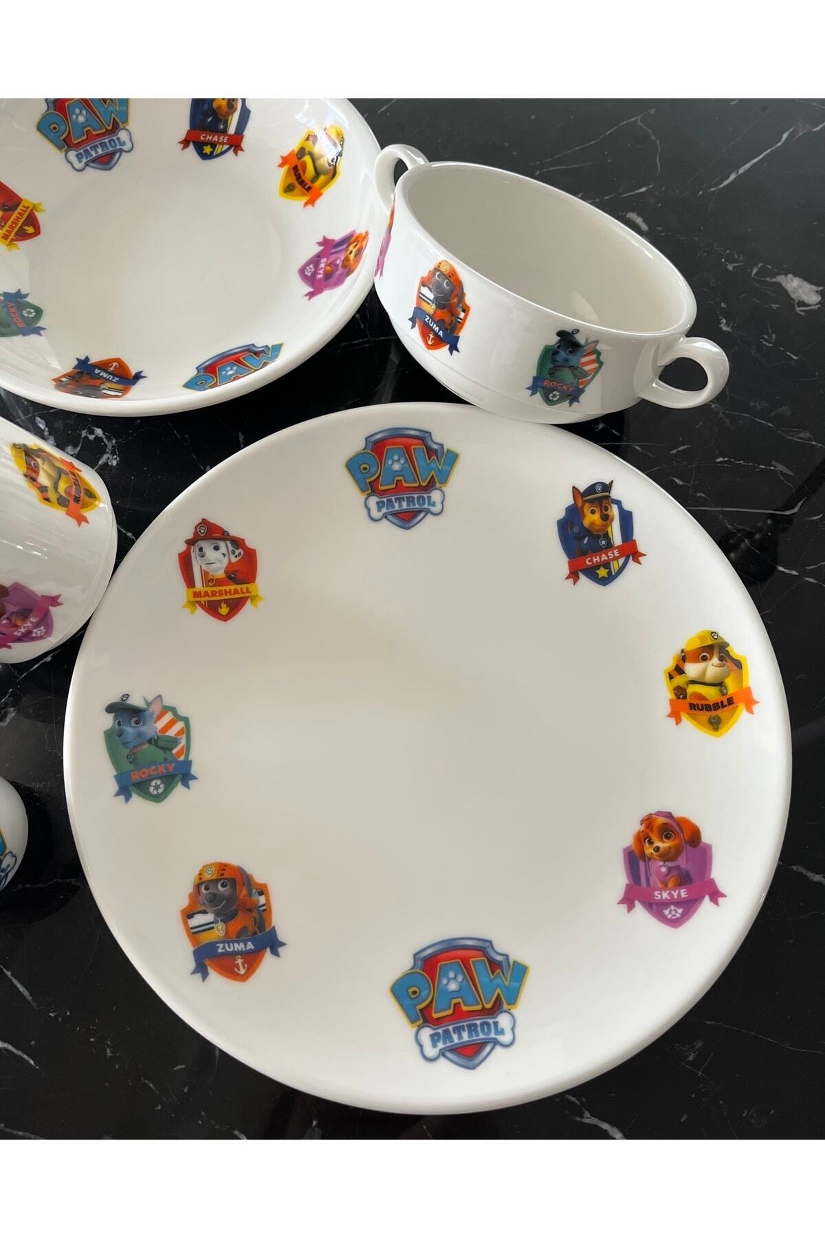 TEBAK COLLECTION Paw Patrol Desen Porselen 5 Parça Çocuk Yemek Takımı Mama Seti fotoğrafı 6 (önizleme)
