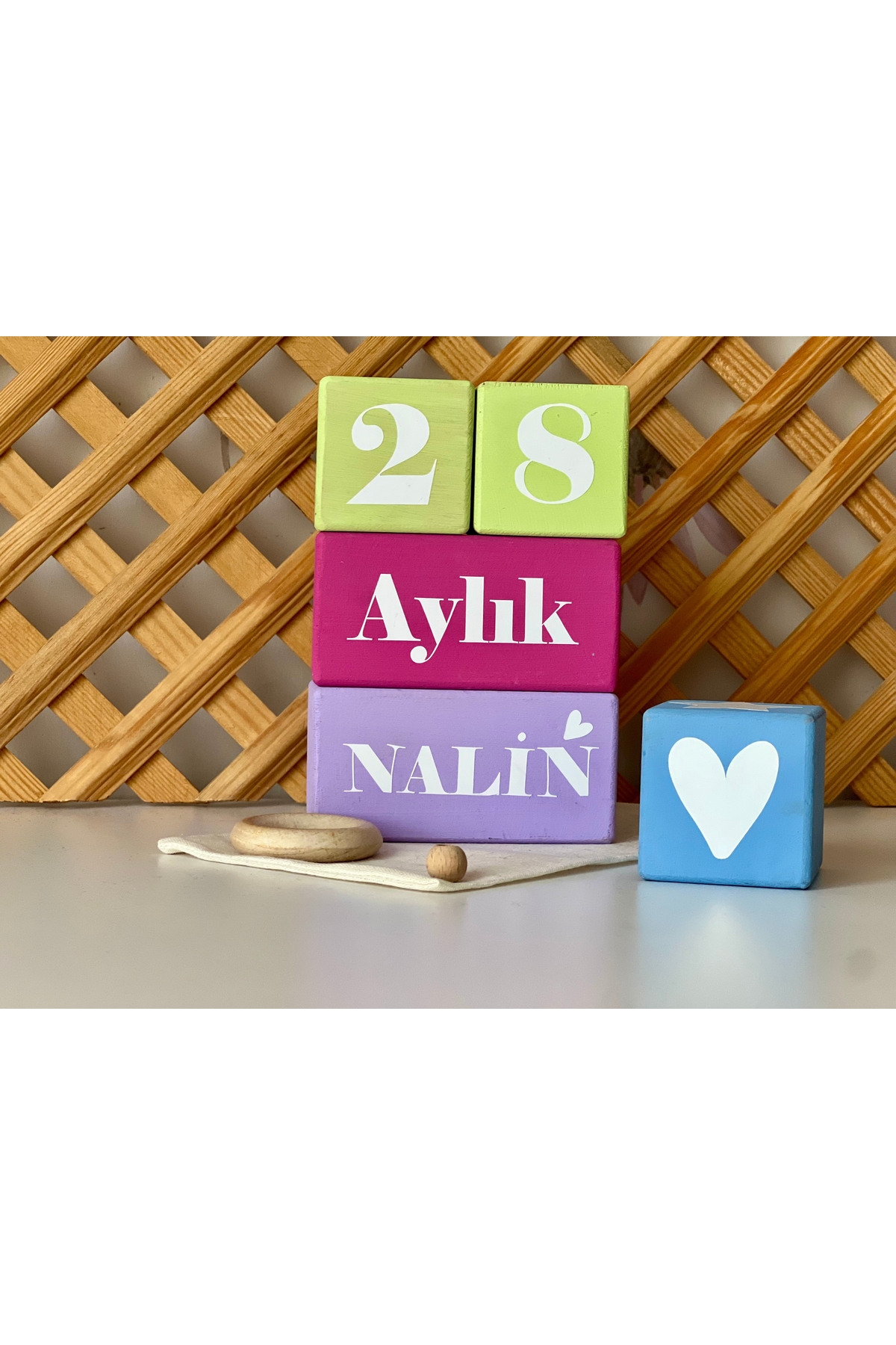 Renkli bebek anı küpü isimli renkli set 5parça