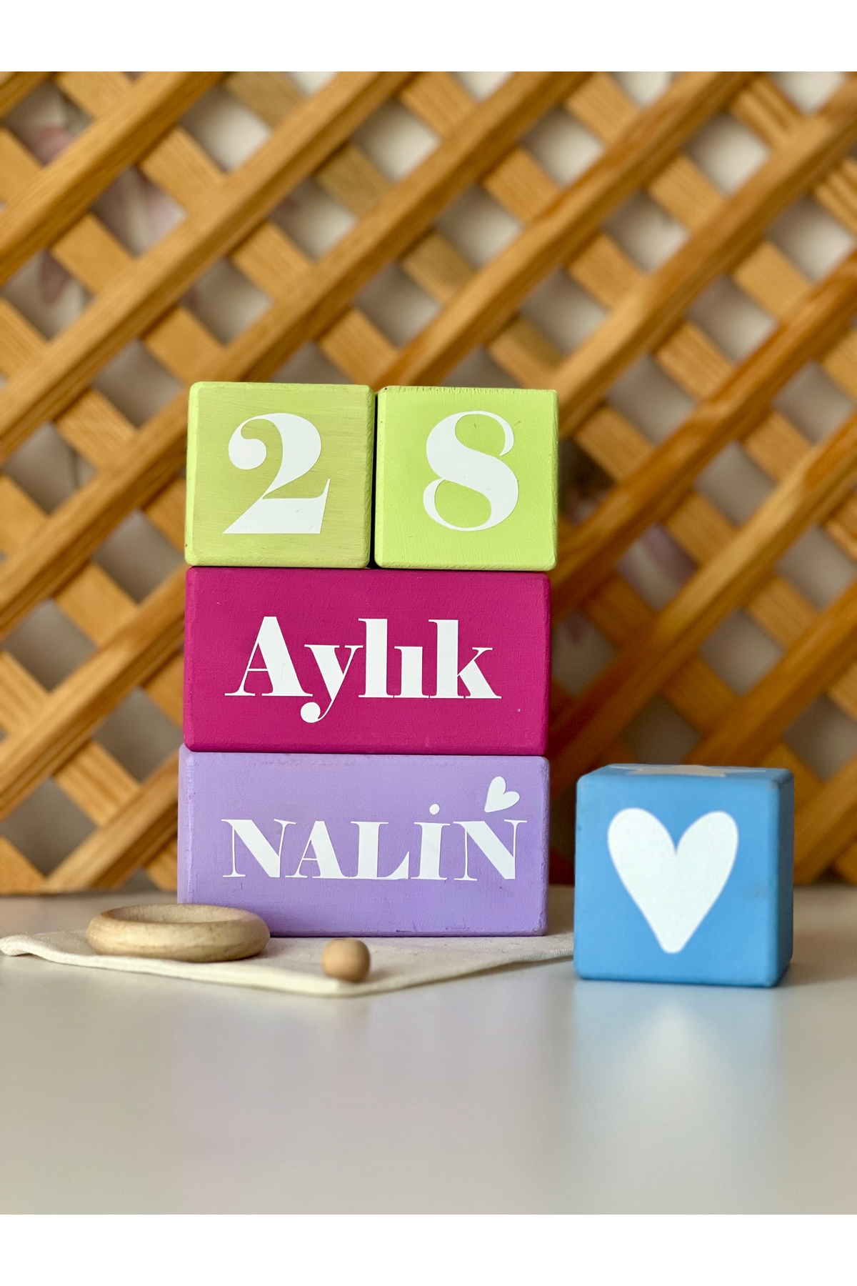 Renkli bebek anı küpü isimli renkli set 5parça