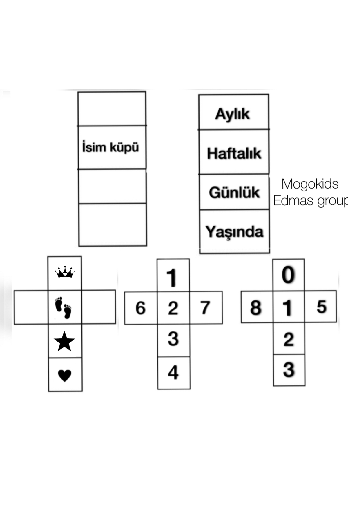 Renkli bebek anı küpü isimli renkli set 5parça