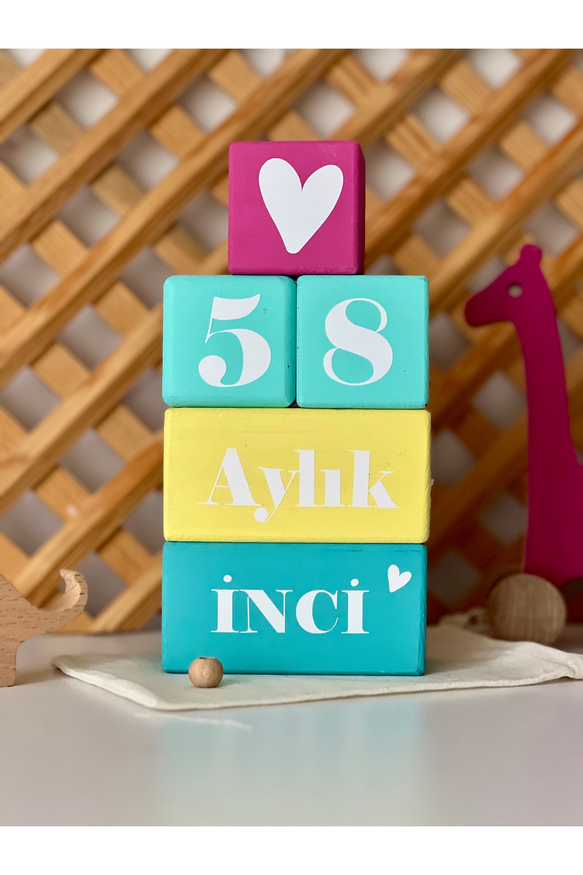 Renkli bebek anı küpü isimli renkli set 5parça