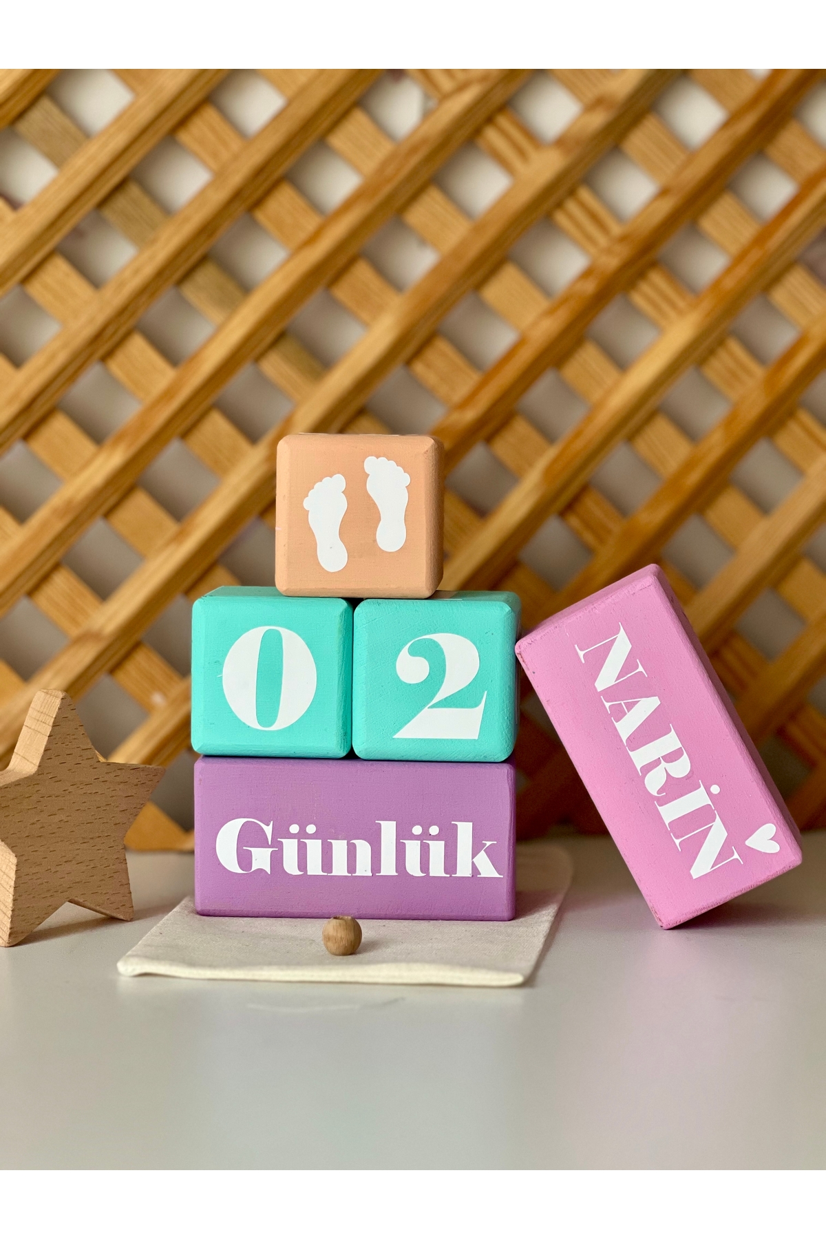 Renkli bebek anı küpü isimli renkli set 5parça