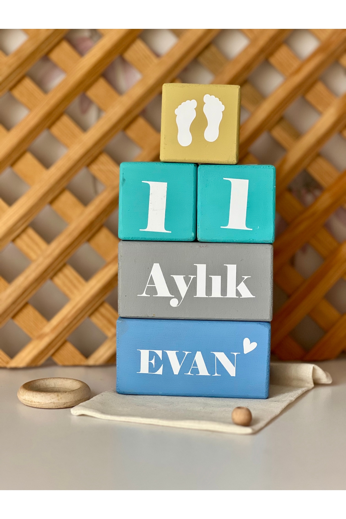 Renkli bebek anı küpü isimli renkli set 5parça