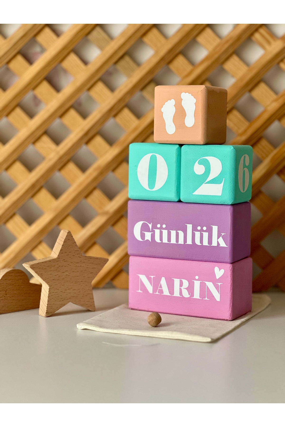 Renkli bebek anı küpü isimli renkli set 5parça