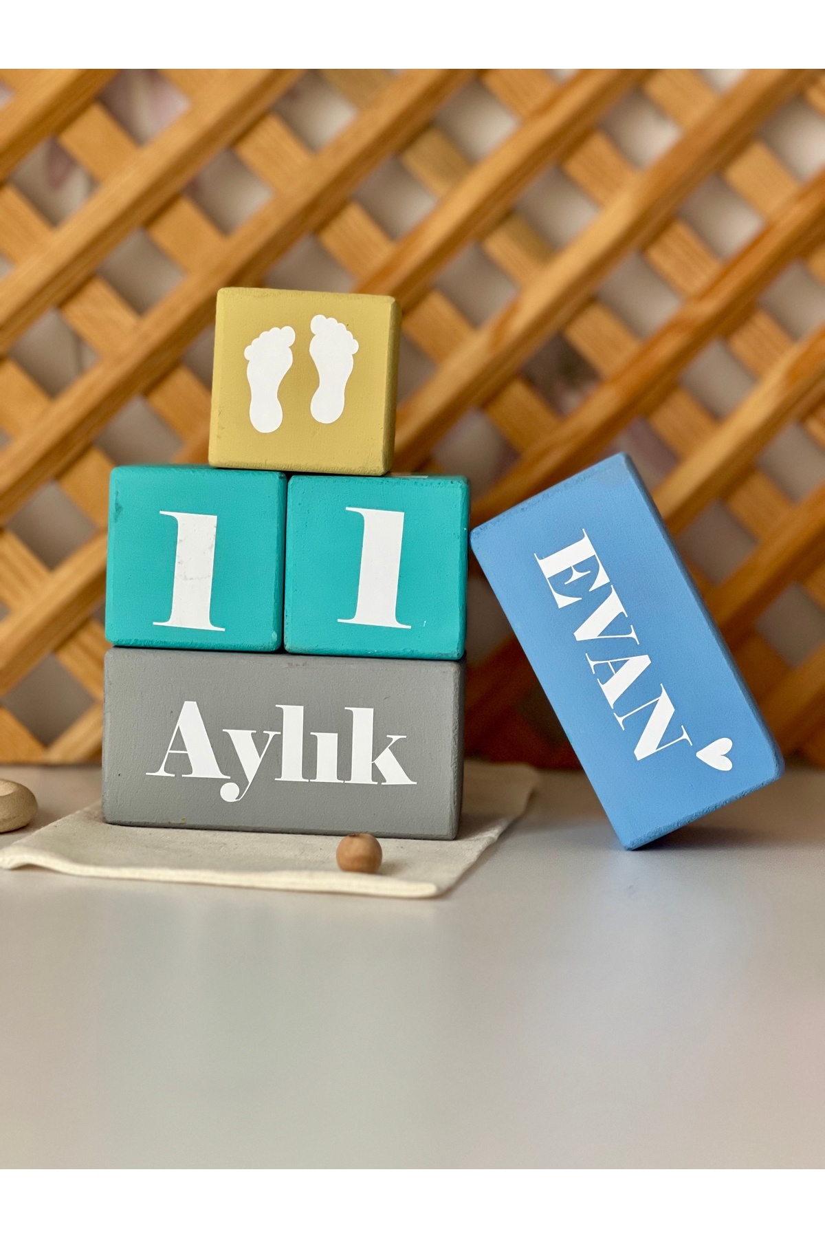 Renkli bebek anı küpü isimli renkli set 5parça