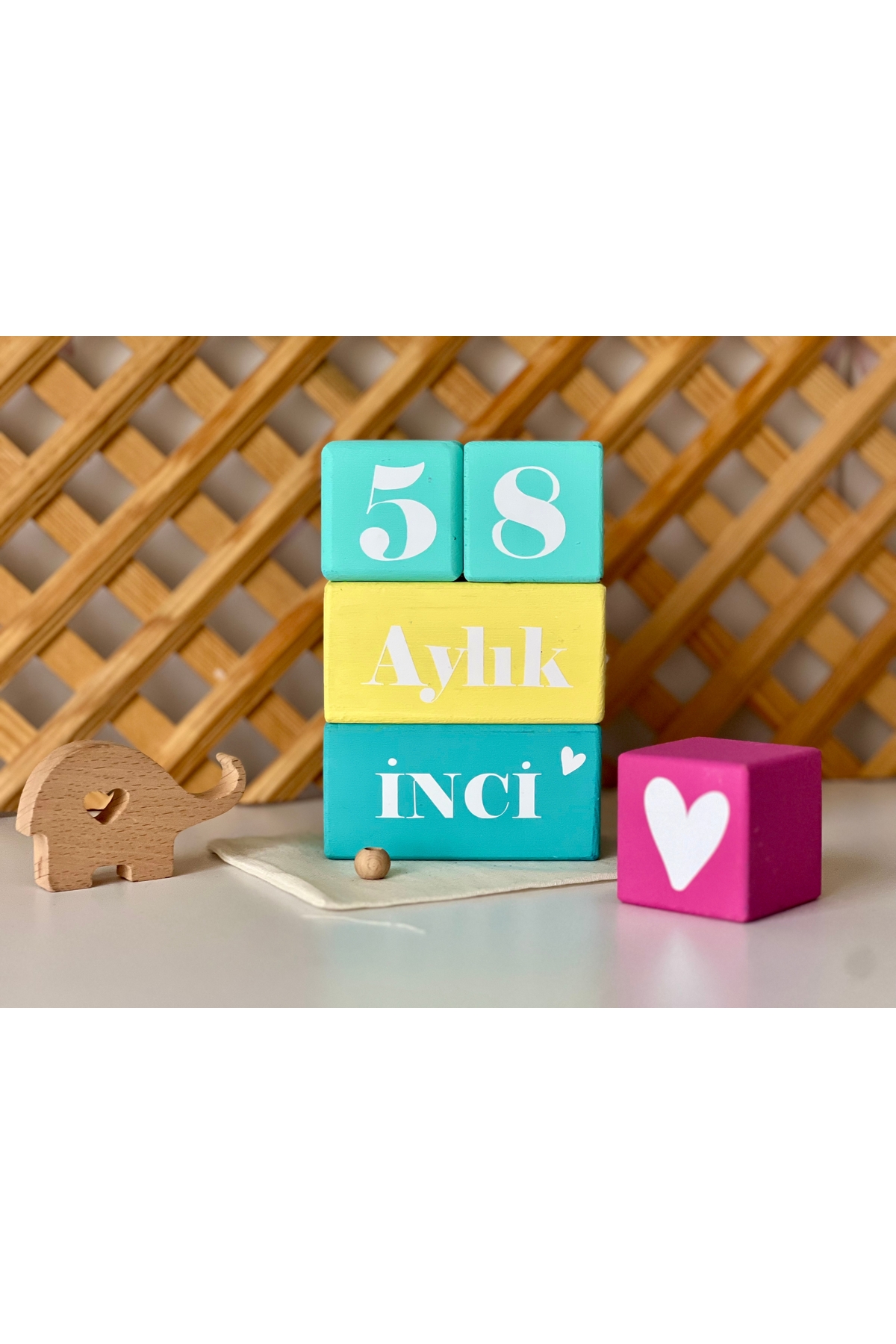 Renkli bebek anı küpü isimli renkli set 5parça