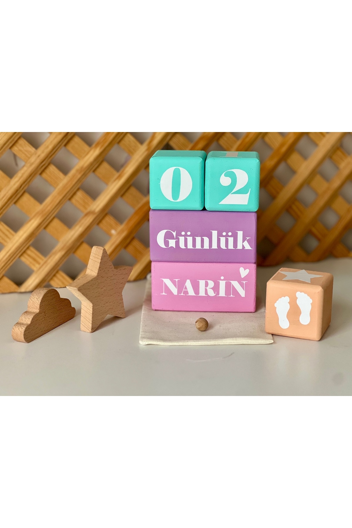 Renkli bebek anı küpü isimli renkli set 5parça