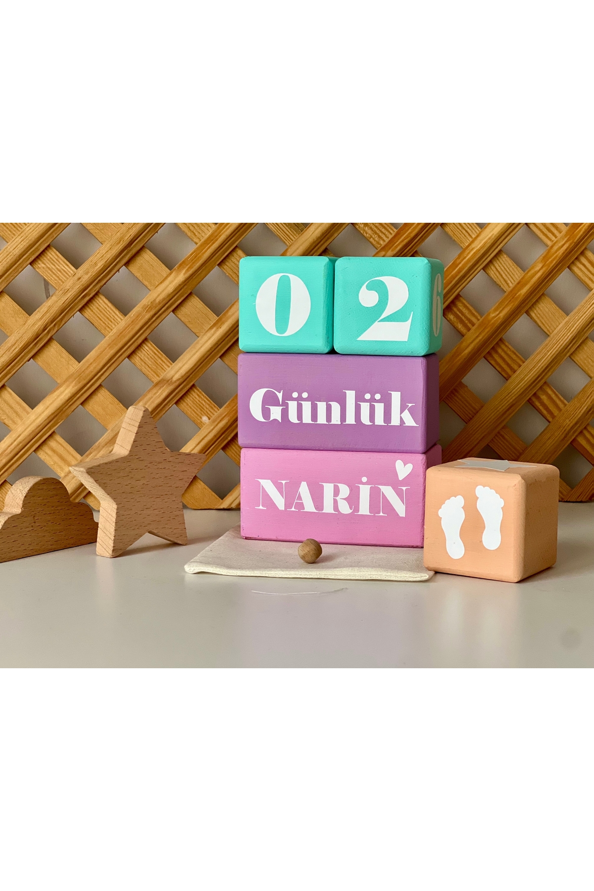 Renkli bebek anı küpü isimli renkli set 5parça