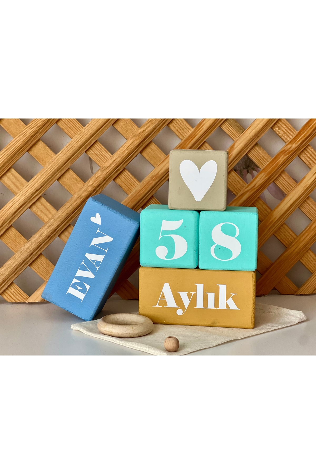 Renkli bebek anı küpü isimli renkli set 5parça