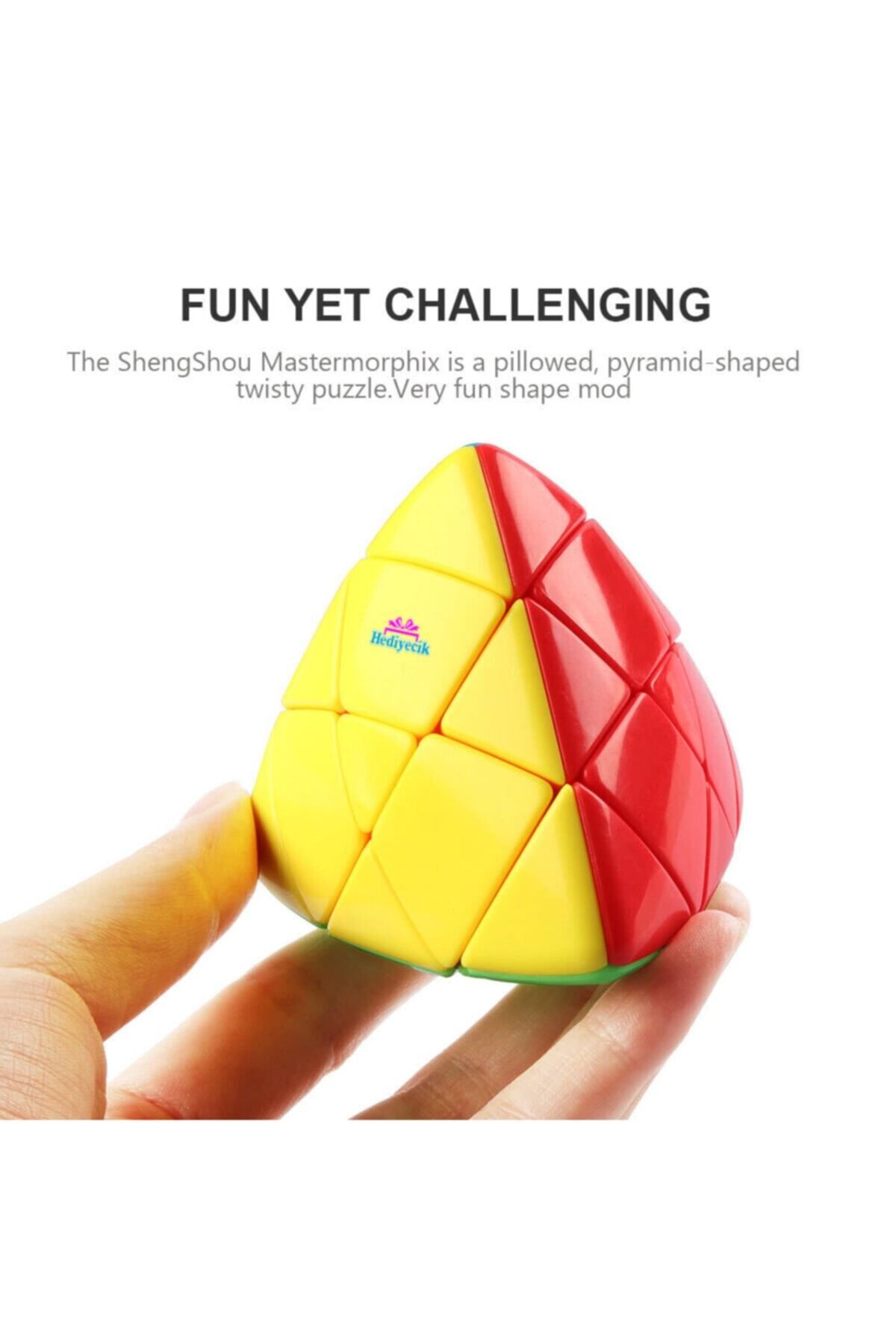 hediyecik-Mastermorphix Pyramid 3X3 Intelligence Cube Mind Cube Non-Adhesive 4