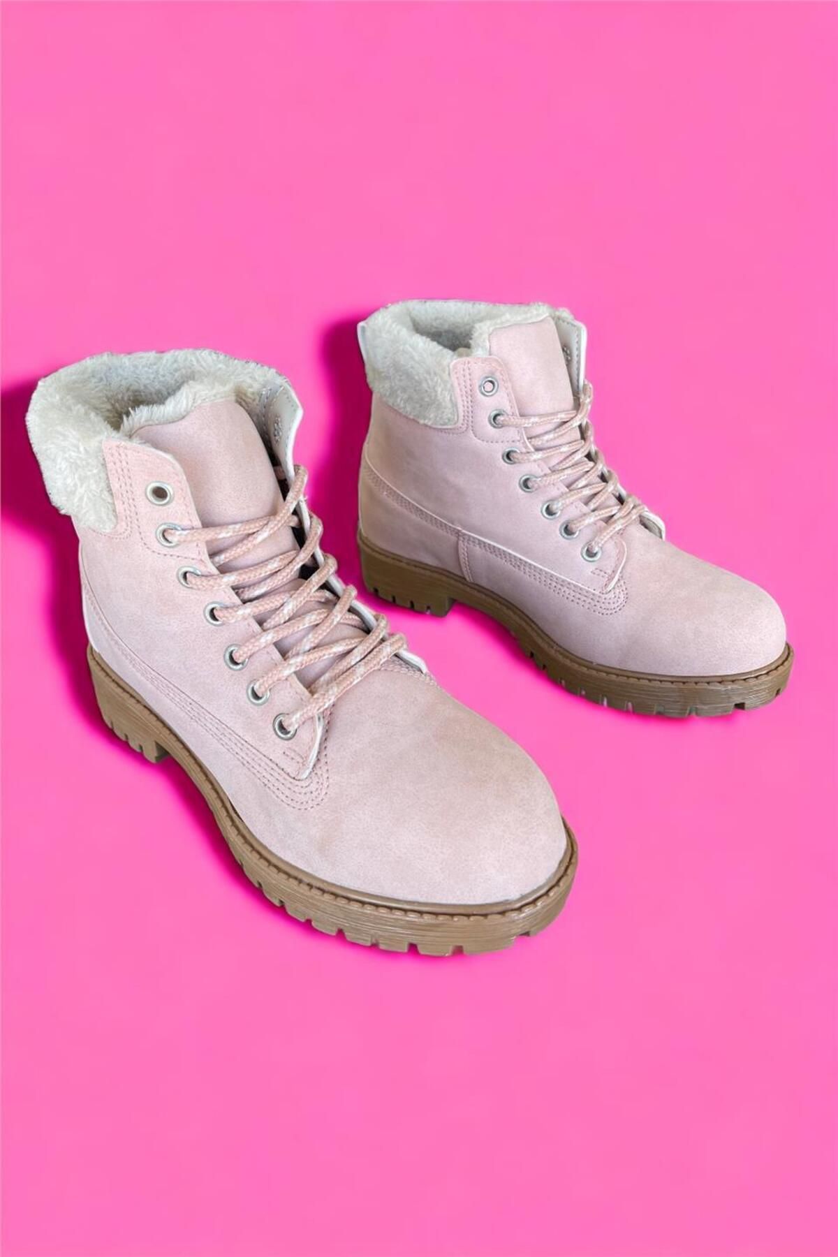 Liger Women s Furry Boots PINK Trendyol