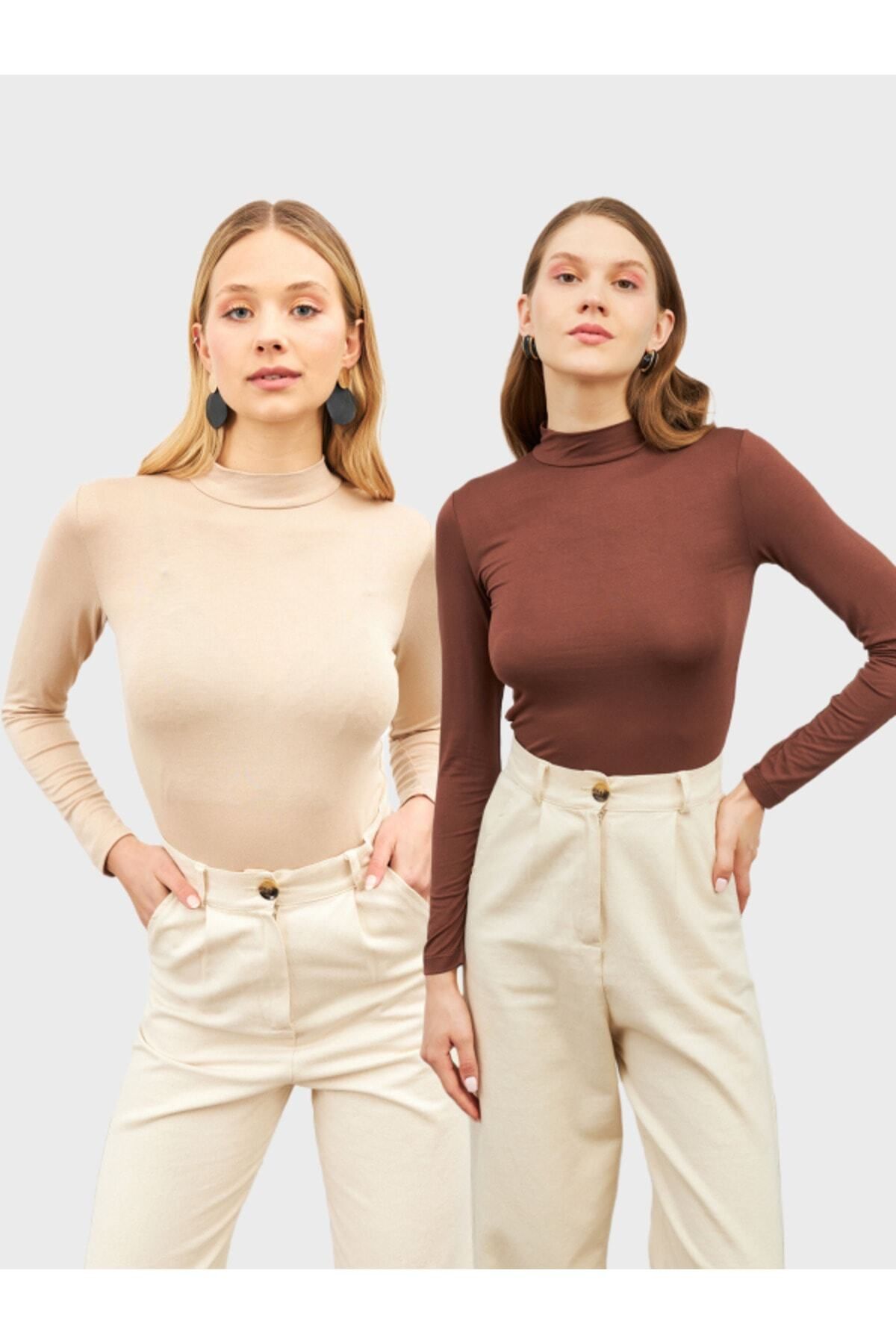 Wereys Half Turtleneck Cream - Набор из 2 предметов для тела горько-коричневого цвета bst