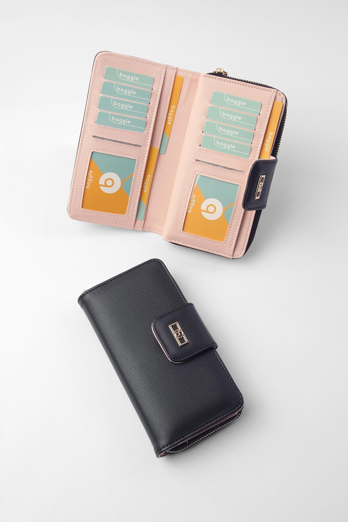 Baggle  Kadın Cüzdanı - Şık Ve Fonksiyonel - 232kc101 – Siyah/pudra