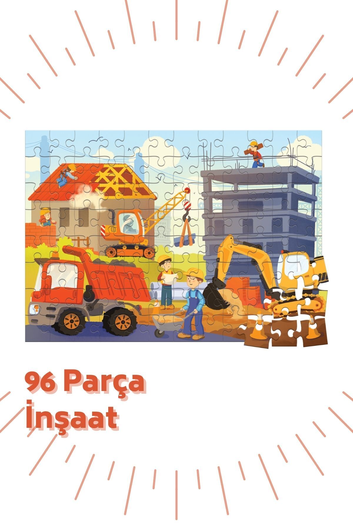 Bonkido 96 Parça, 5 Yaş Puzzle "inşaat" Puzzle Ebat 34x48cm fotoğrafı 2 (önizleme)
