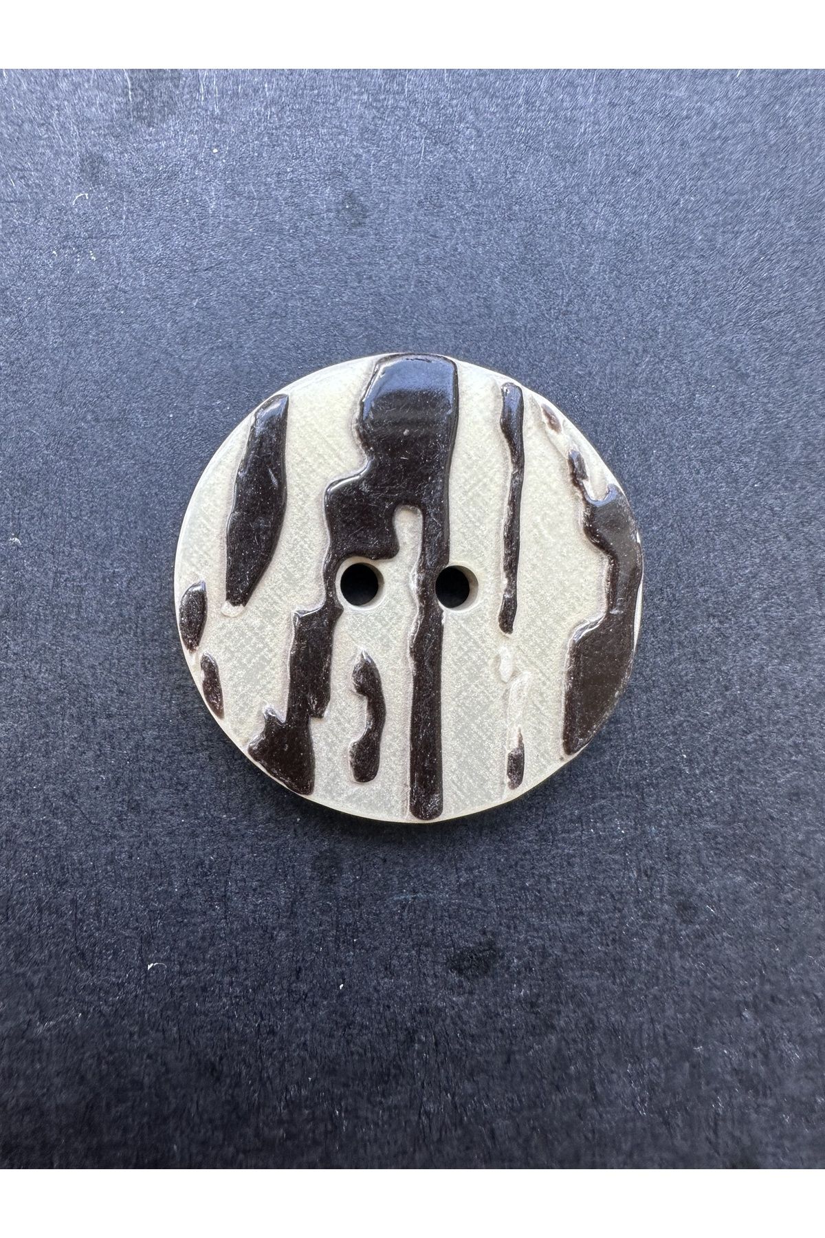 aensia-Brown Striped Leopard Patterned Button on Beige 44 Size Polyester Button Coat Jacket Button-Pack of 6 3