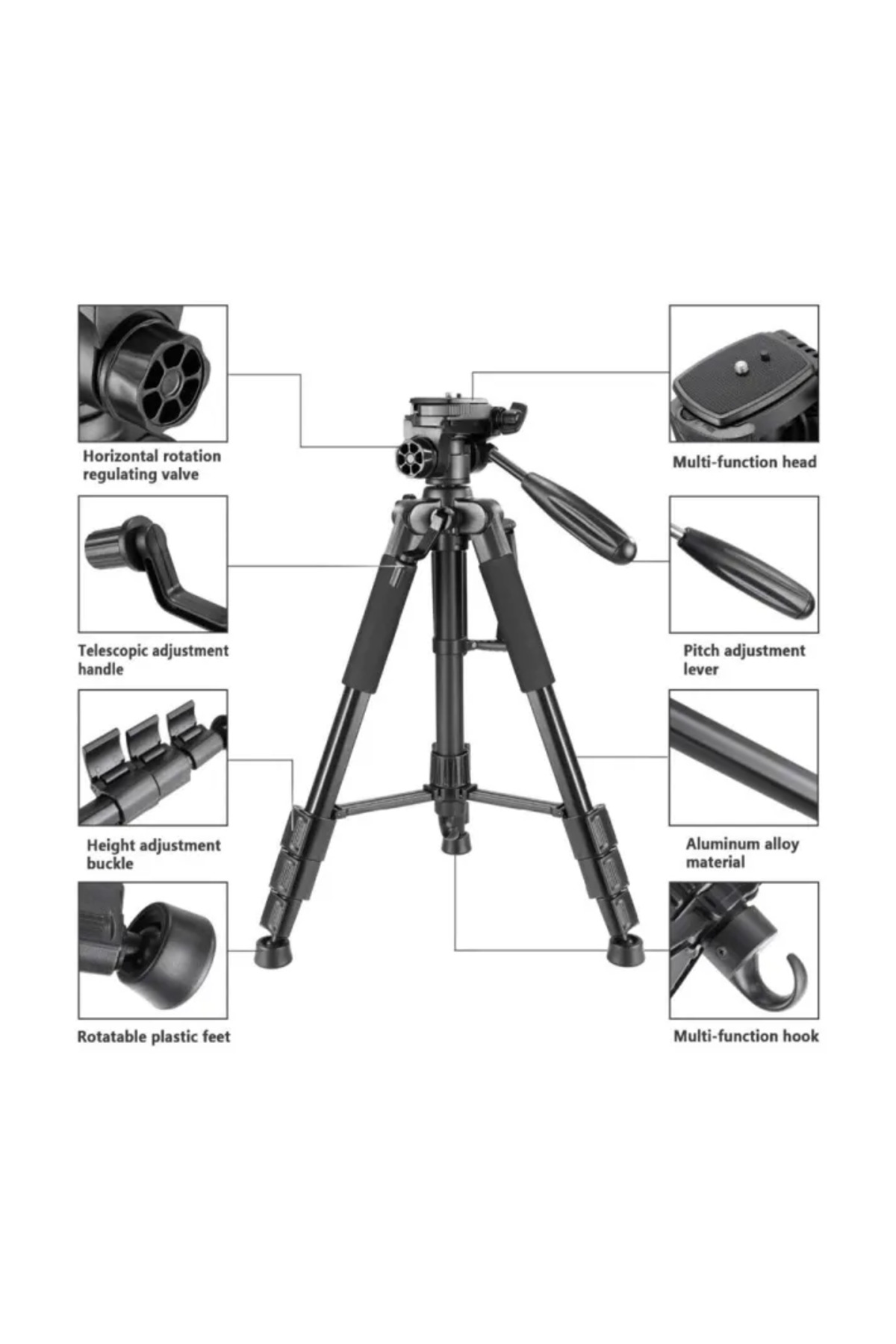 Bluetooth Kumandalı Profesyonel 150 Cm Kamera Ve Cep Telefonu Tripodu Telefon Tutuculu Ve Çantalı