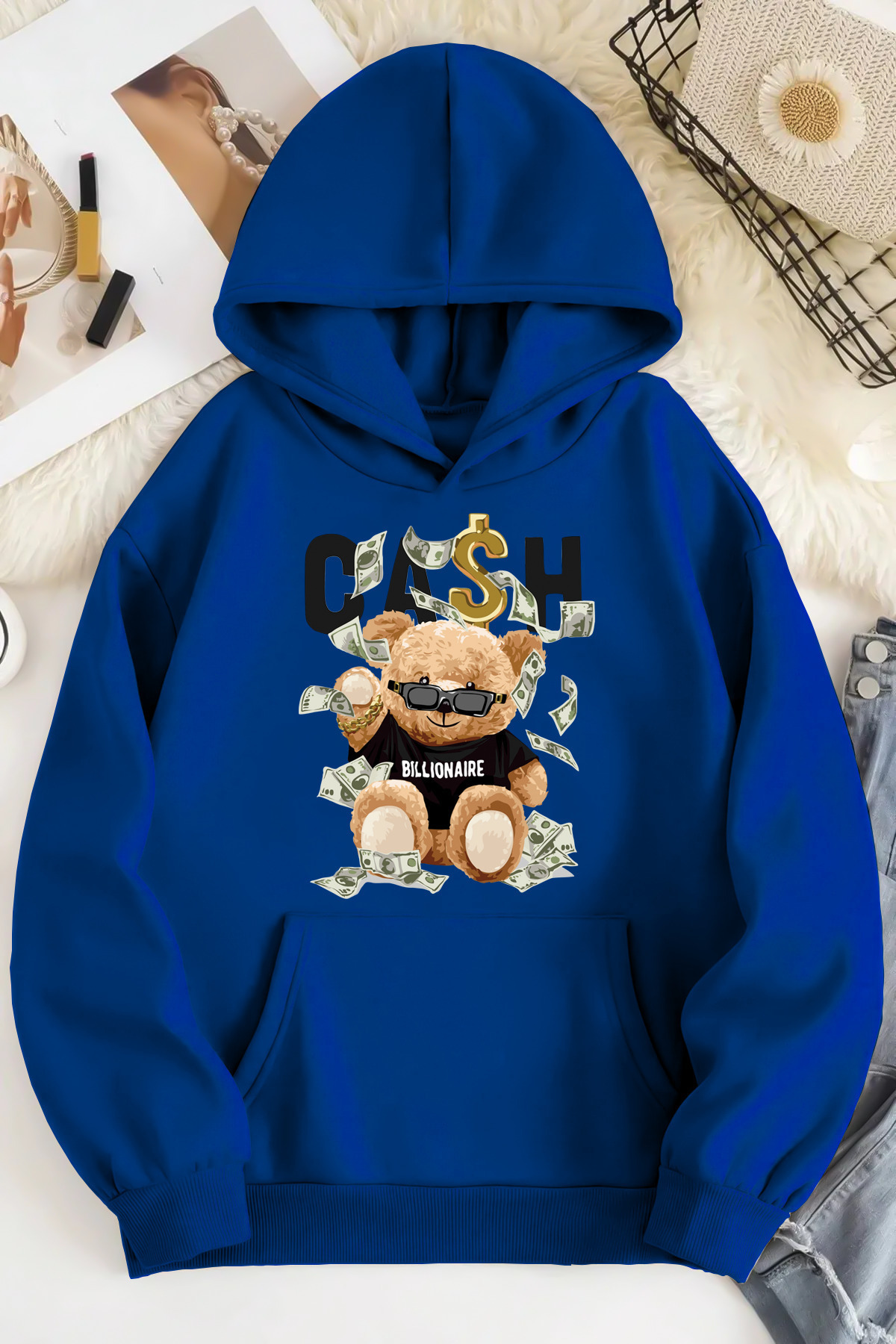 Genel Markalar Unisex 2ip Şardonlu DOTE NOSD Sax Oversize Sweatshirt