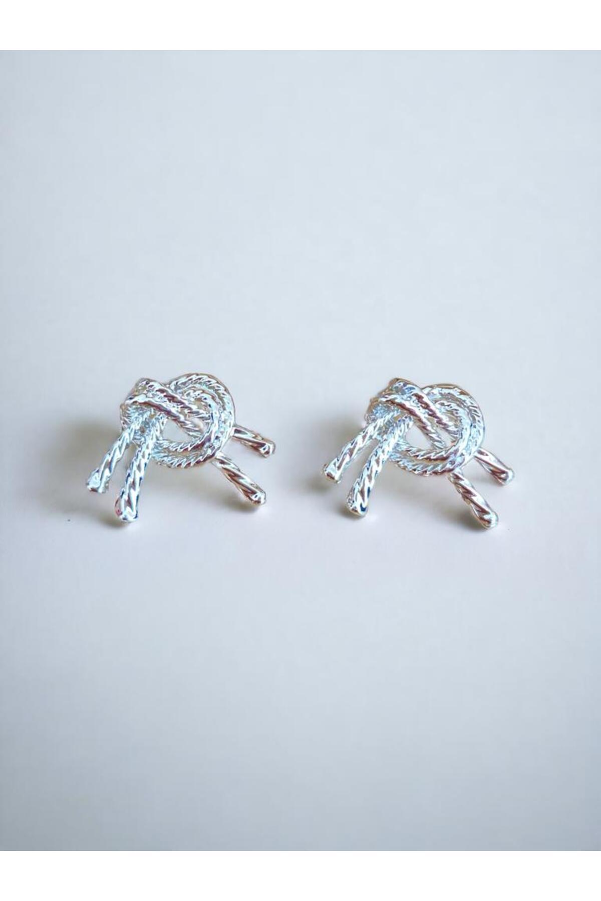 Women's 2-Piece Silver Color Knot Earrings