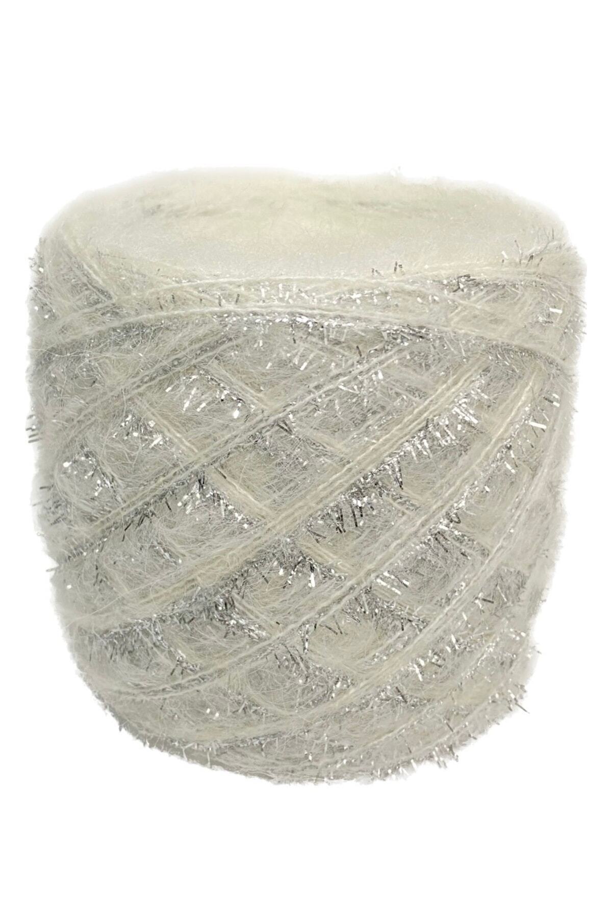 göçer Örgü İpi Moher:kırık Beyaz Gümüş Sakal Sim Yumaklar 100gr