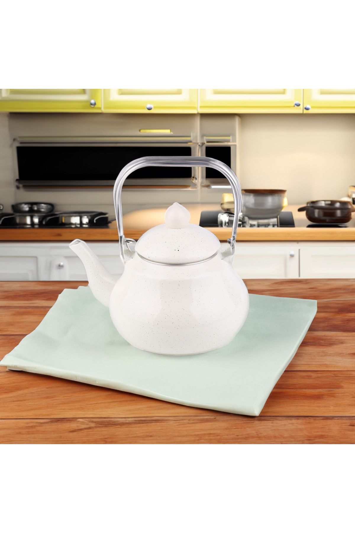 Vadi-Alessi Enameled Heat Resistant Glass Herbal Tea Pot 2.5L 3