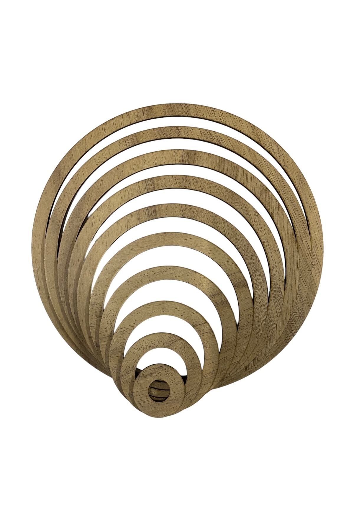 aladepo Ahşap Makrome Halkası Duvar Kapı Süsü Kasnağı Meşe 10'lu