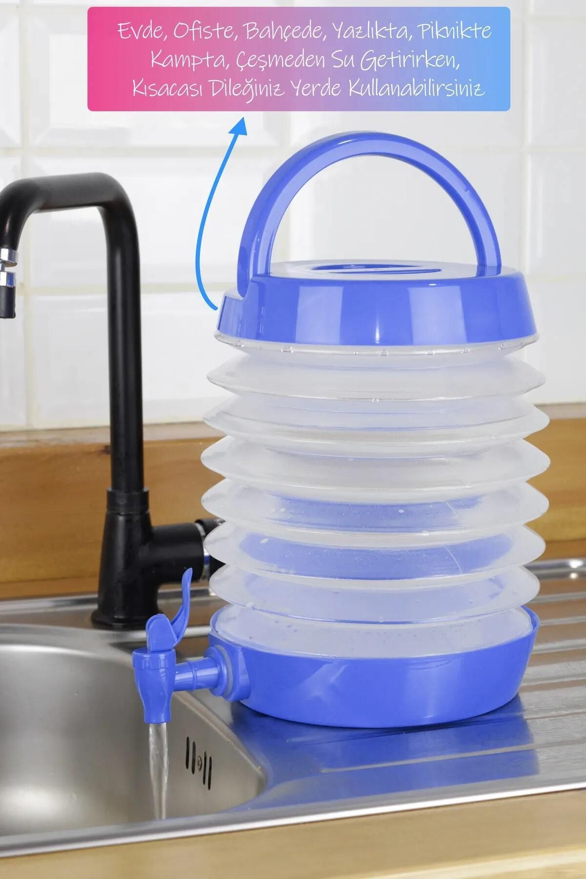Ozsport-Foldable Water Dispenser with Tap Bellows Water Canister Fountain Picnic Camping Flask Bottled Drinks 8