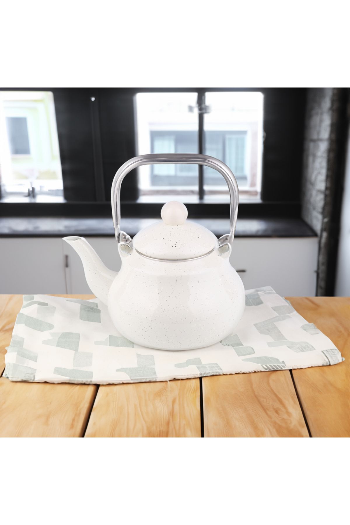 Vadi-Alessi Enameled Heat Resistant Glass Herbal Tea Pot 2.5L 2