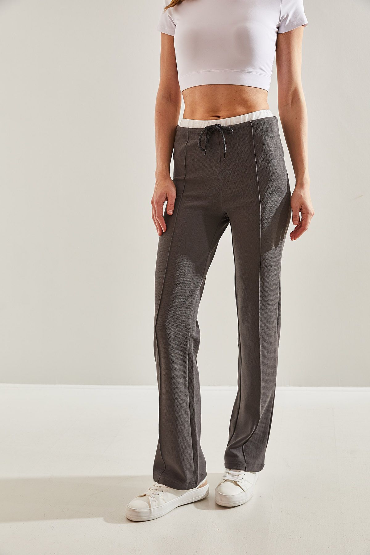 Bianco Lucci-Női Scuba Fabric Skinny Waist részletes nadrág 8