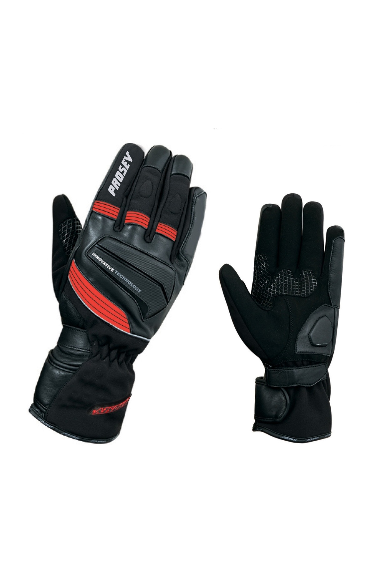 MOTOANL Motosiklet Kışlık Eldiven Waterproof Deri ve Cordura Kumaş Telefon Dokunmatik Motor Eldiveni Red