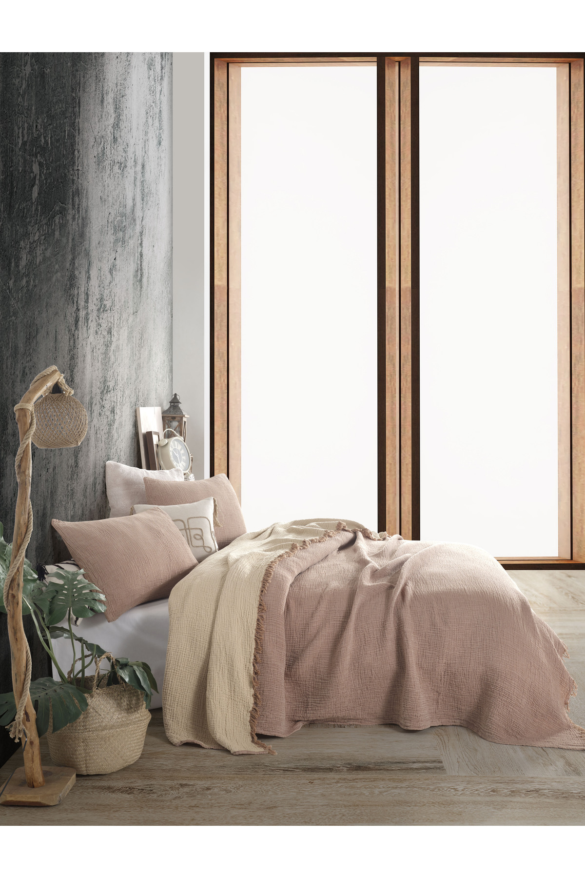 destinyhometex Kahve Tek Kişilik 160 X 240cm Yatak Örtüsü/1 Adet 50x70cm Yastık 4 Katlı Multi Muslin %100 Pamuk