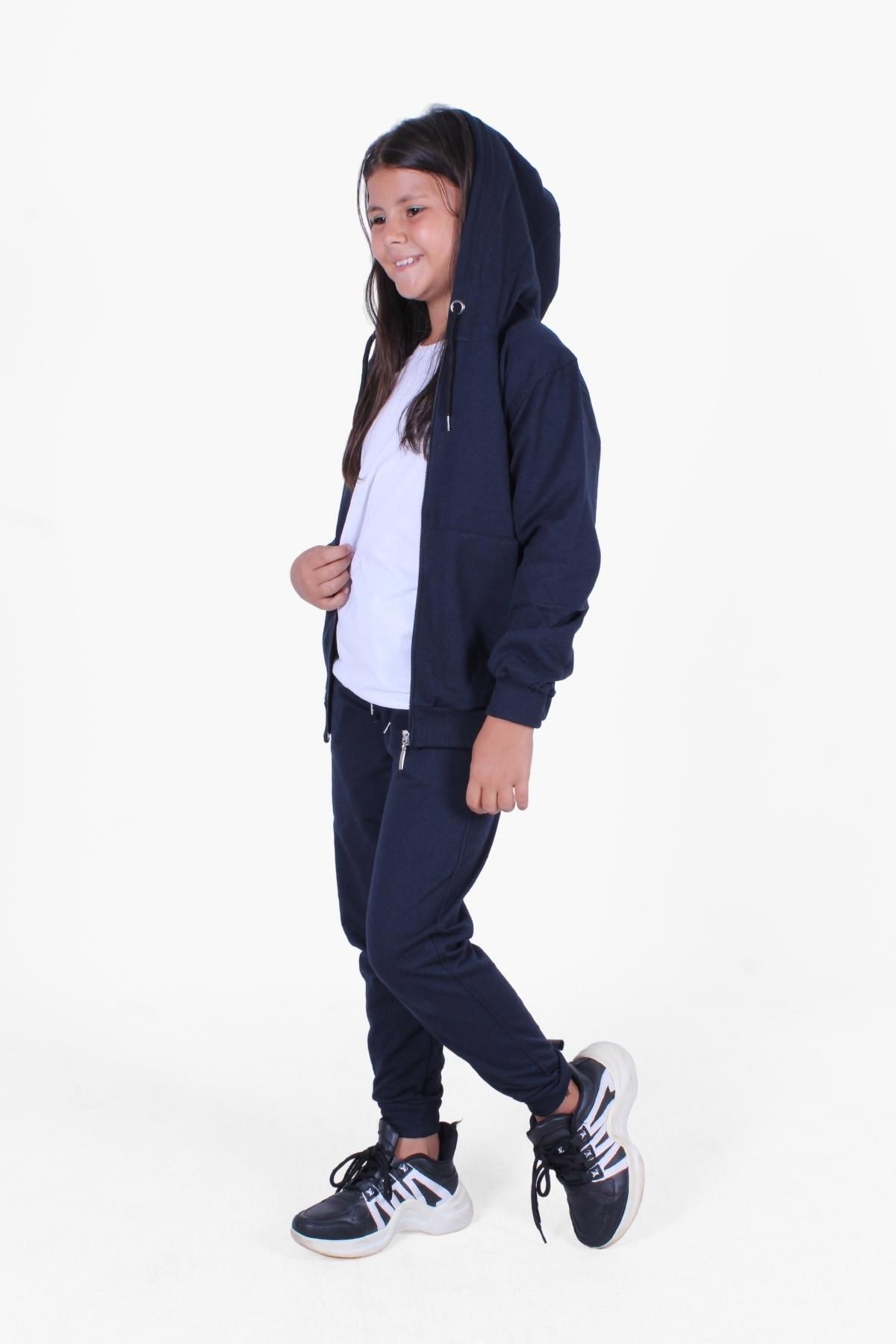 PAN O K DS 2 PIECE PLAIN ZIPPER TRACKSUIT BASIC T SHIRT GIRL TOP