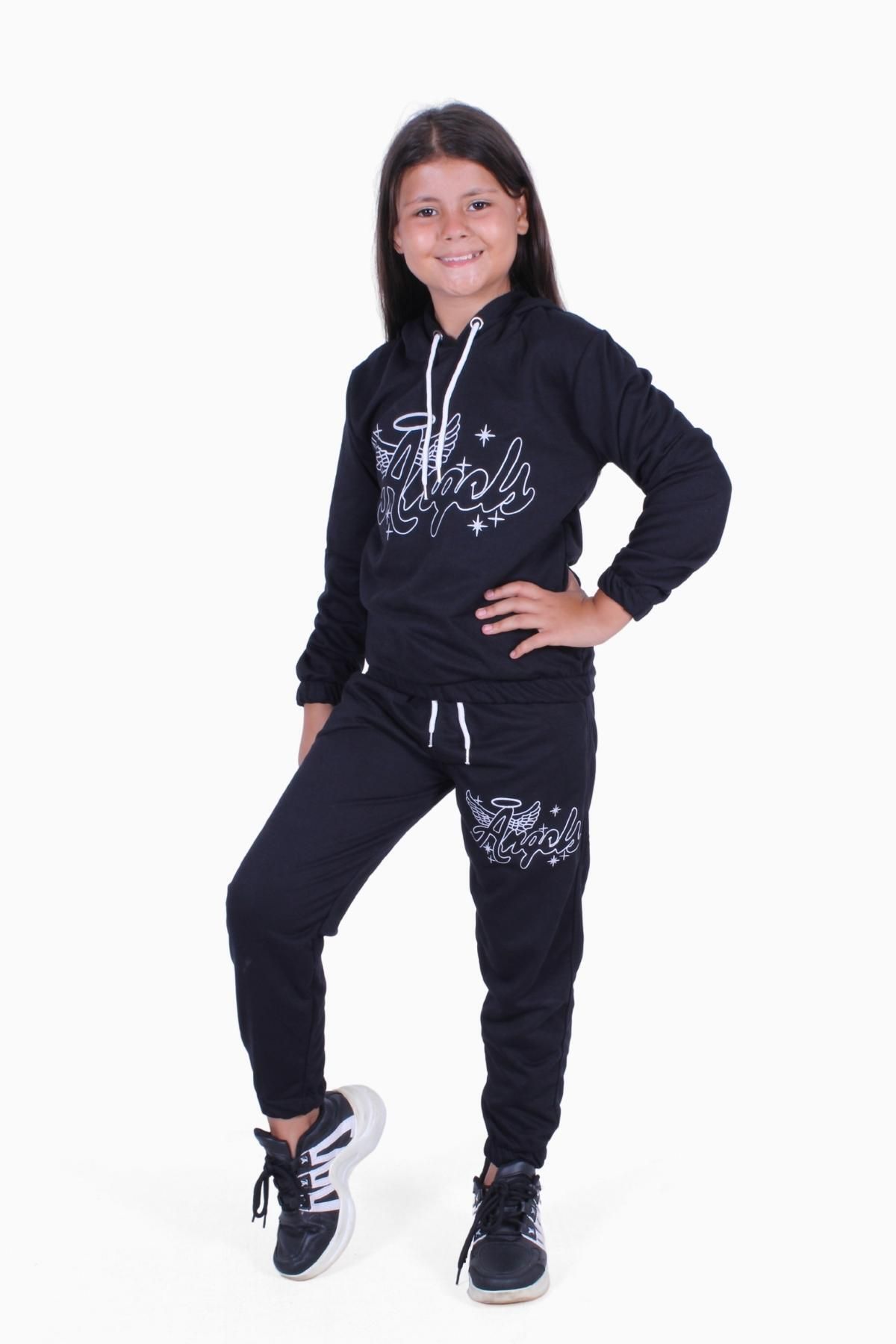 Adidas black online tracksuit girls