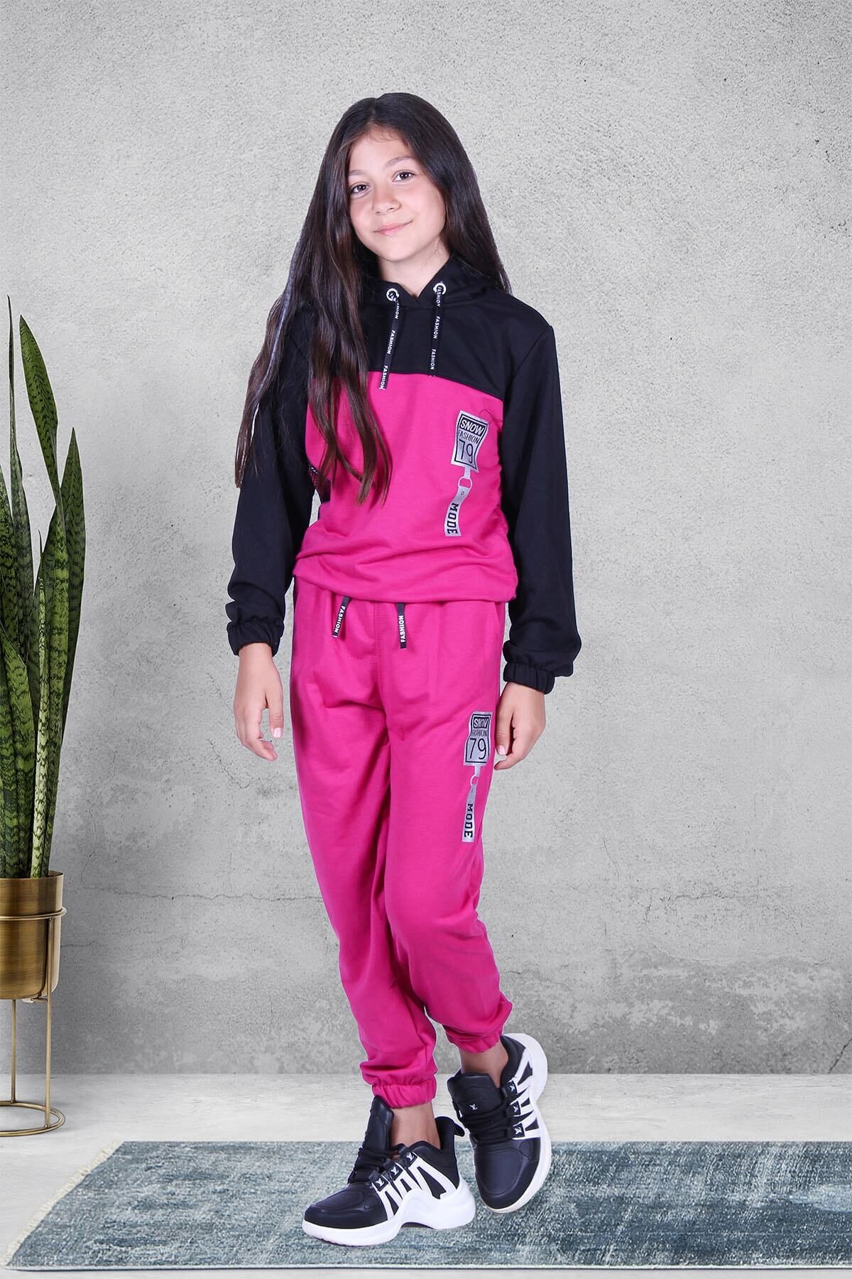 FYK KİDS Snow Fashion Printed Girls Tracksuit Set - Trendyol