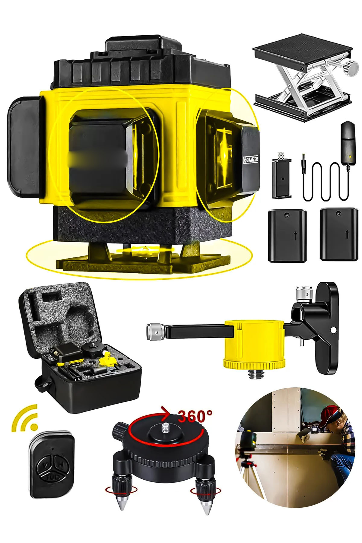 MOONSHOP Pro Alman Kaucuk 360° 12 Köşe Otomatik Hizalamalı Çizgili