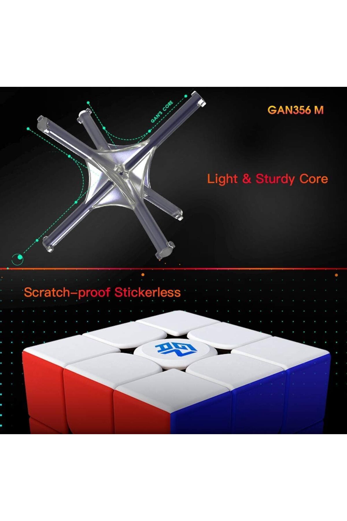 LUPPER-Gan 356 M, 3x3 Cube Magnetic Intelligence Cube Without Sticker Speed Cube Gans 356Ms Speedcube 1