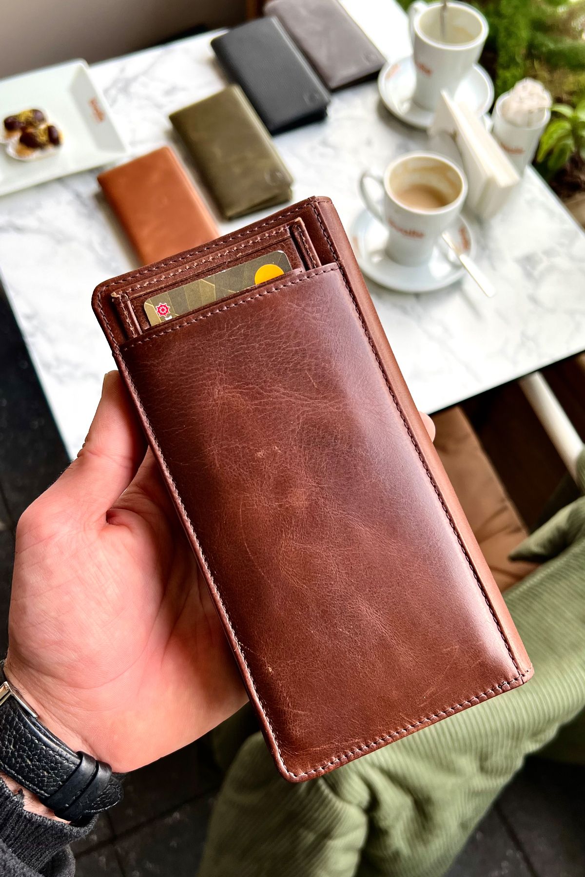 کیف پول مردانه و زنانه PIARDE COFFEE ANCIENT یونیسکس نگهدارنده کارت چرمی اصلی CüzCan