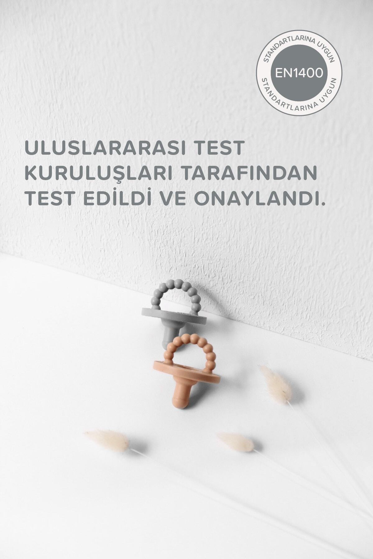 Fufizu Airmom Emzik - Hem Emzik Hem Diş Kaşıyıcı 2'li Silikon Emzik - Yenidoğan Ve 0-6 Ay Koyu Gri & Taba fotoğrafı 6 (önizleme)