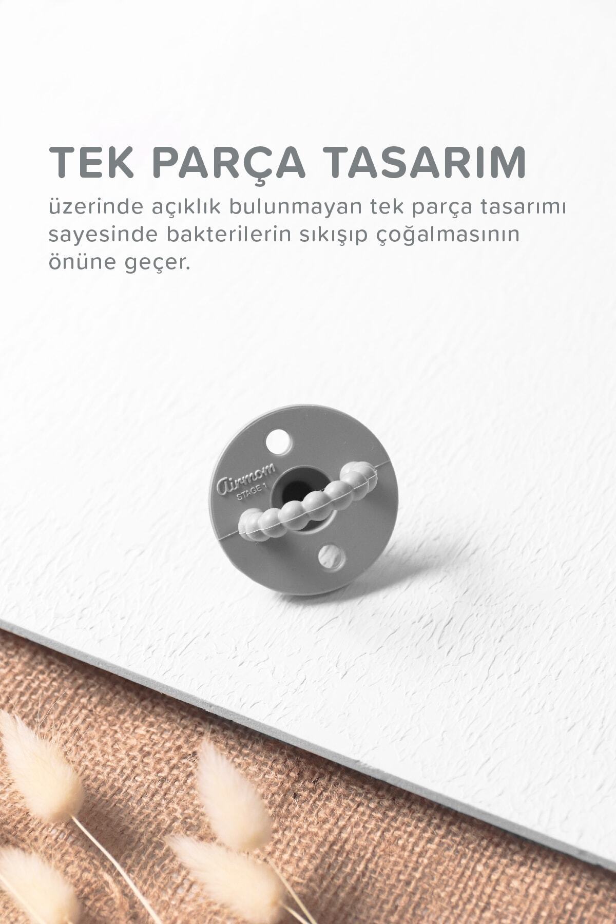 Fufizu Airmom Emzik - Hem Emzik Hem Diş Kaşıyıcı 2'li Silikon Emzik - Yenidoğan Ve 0-6 Ay Koyu Gri & Taba fotoğrafı 4 (önizleme)