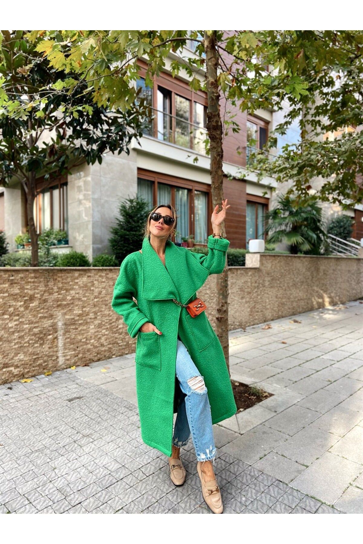 Green felt new arrivals coat