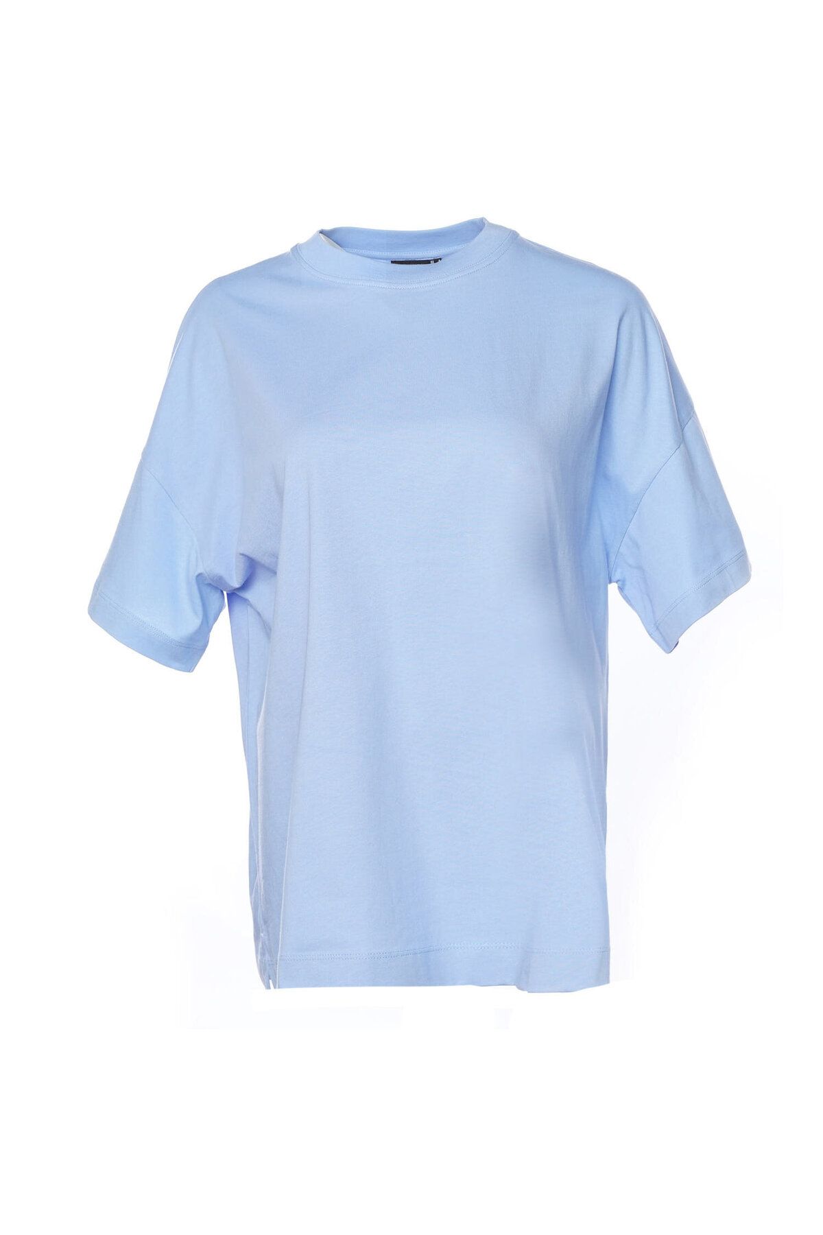 تی شرت آبی زنانه shura بزرگ و آستین کوتاه t shirt hummel