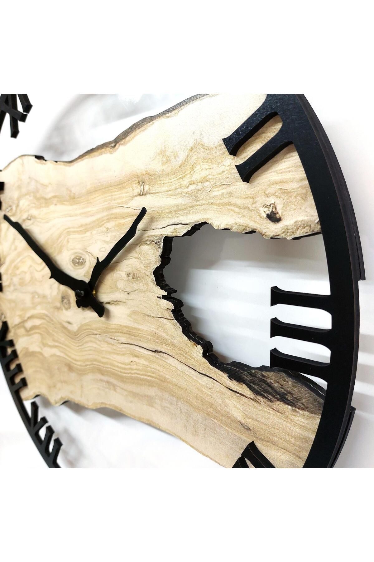 CajuArt-Roman Numeral Tree Slice Log-Shaped Round Wall Clock Md1 40 cm Decorative Design Clock 7