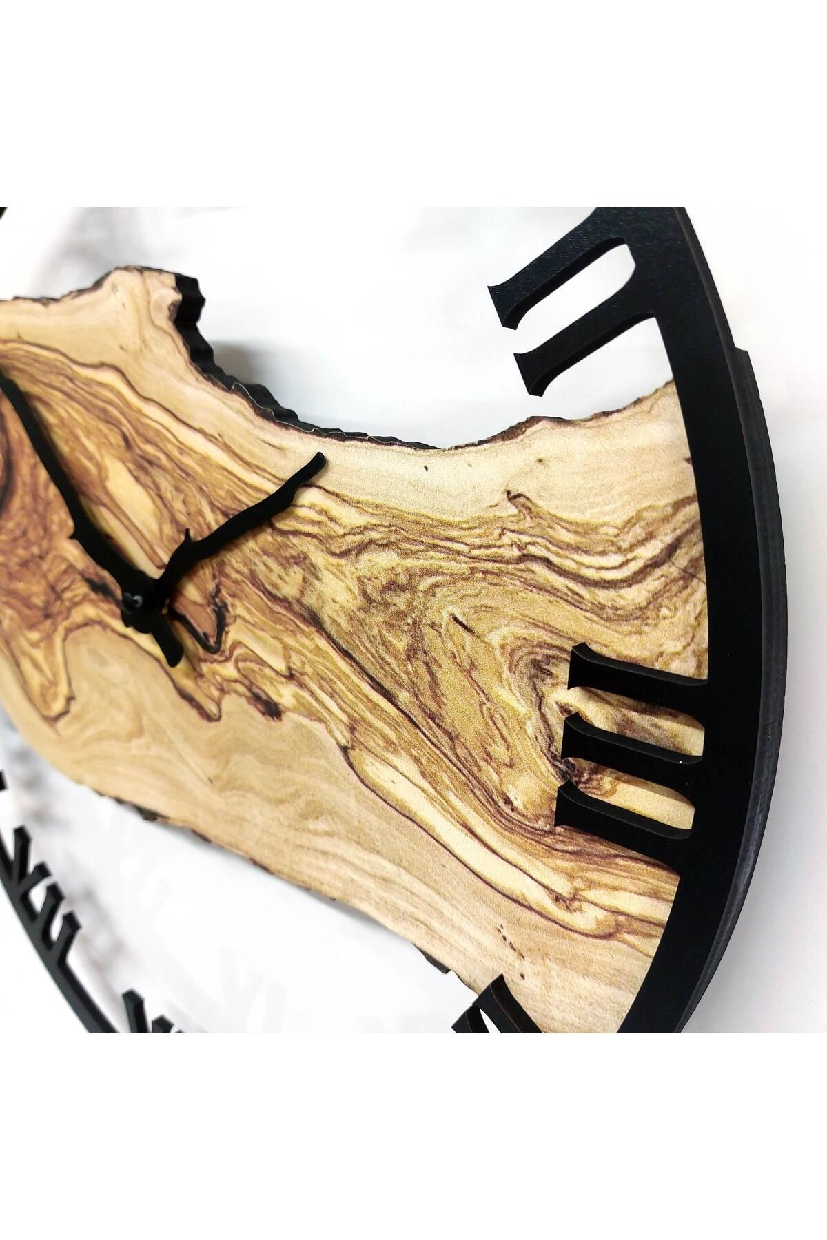 CajuArt-Roman Numeral Tree Slice Log-Shaped Round Wall Clock Md2 40 cm Decorative Design Clock 8