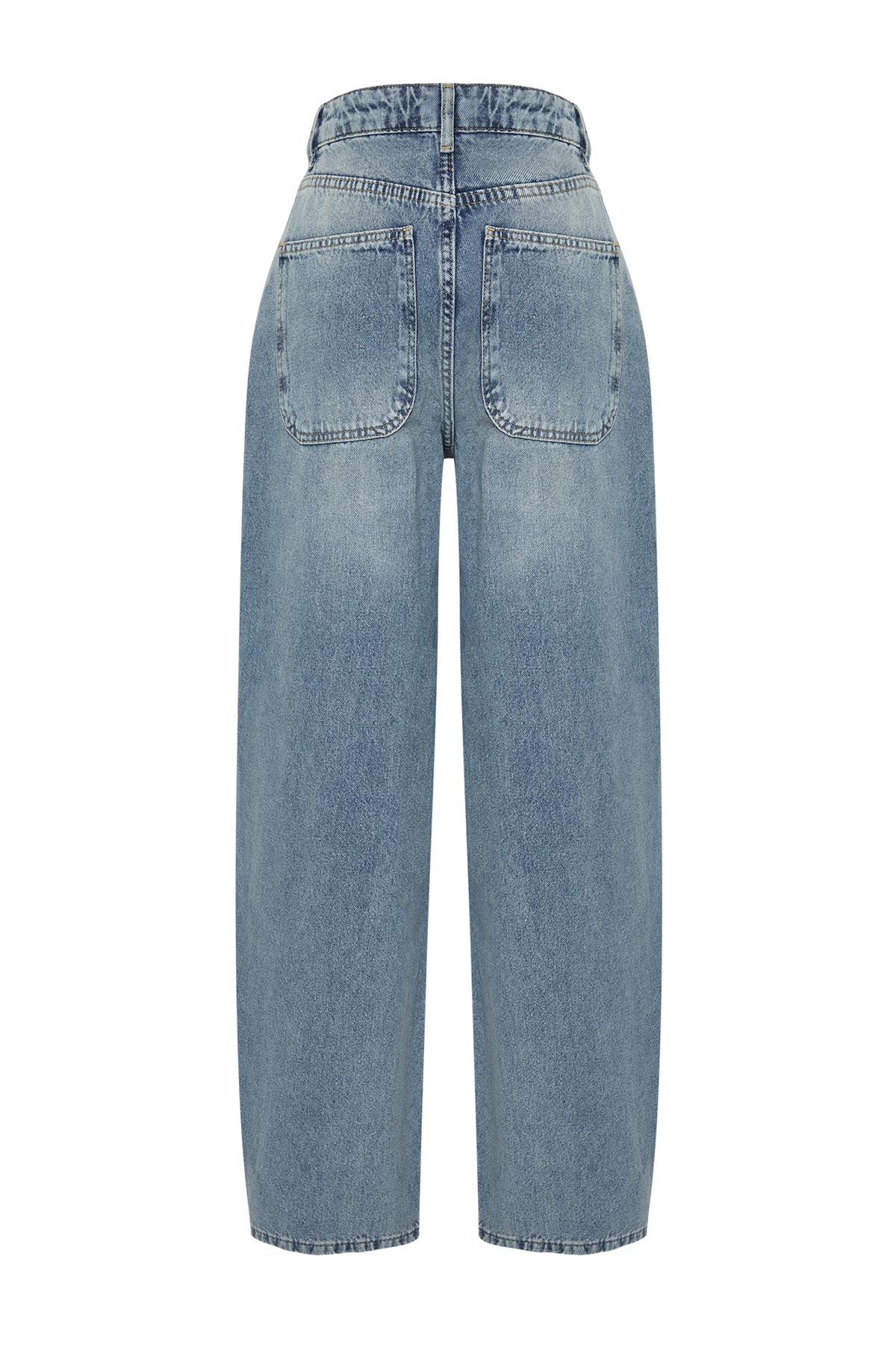  Trendyolmilla Mavi Dü?ük Bel Loose Baggy %100 Pamuk Non-Stretch Jeans