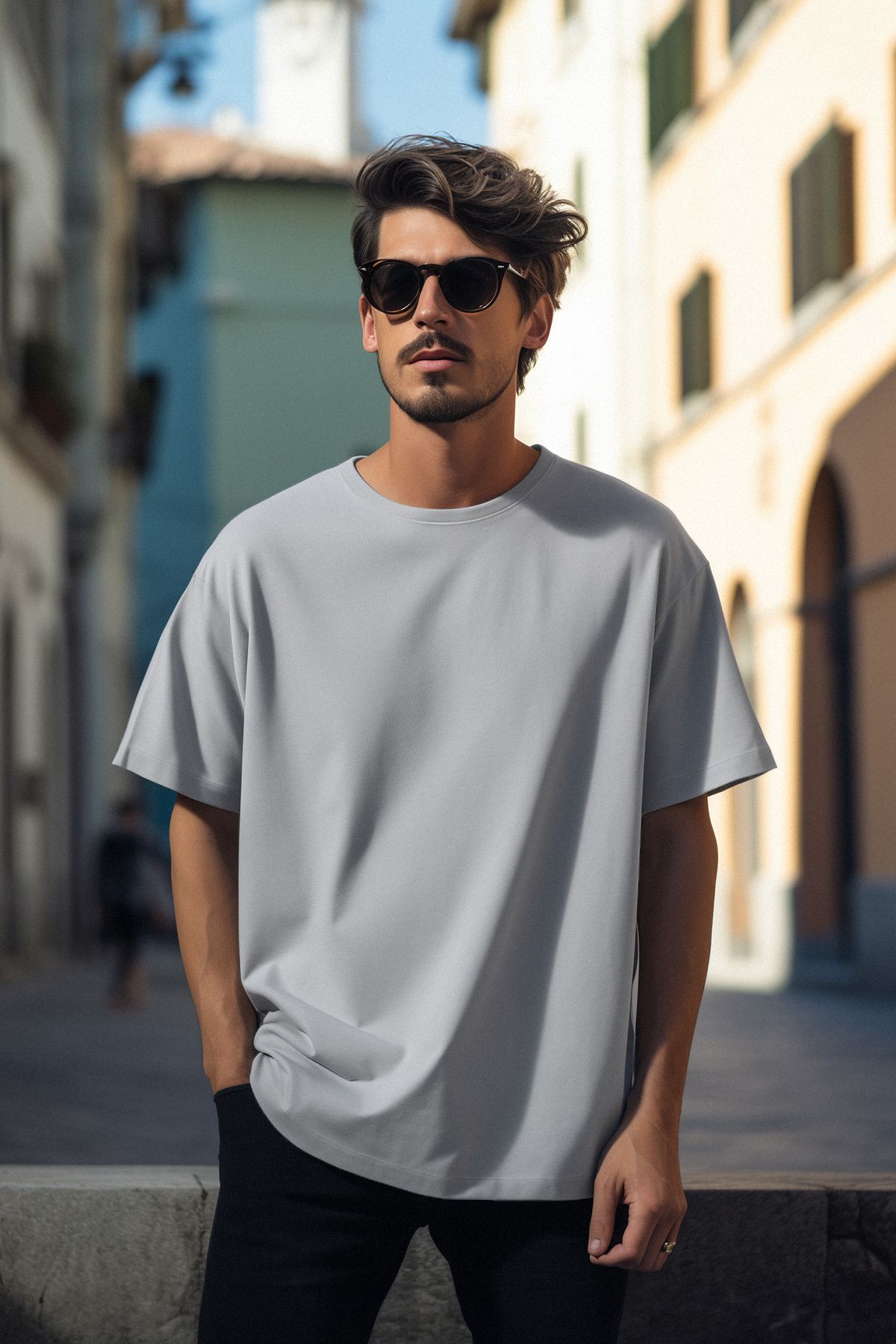 Trendyol Collection Graues, übergroßes T-Shirt mit Rundhalsausschnitt, 100 % Baumwolle, kurzärmelig – TMNSS22TS0318