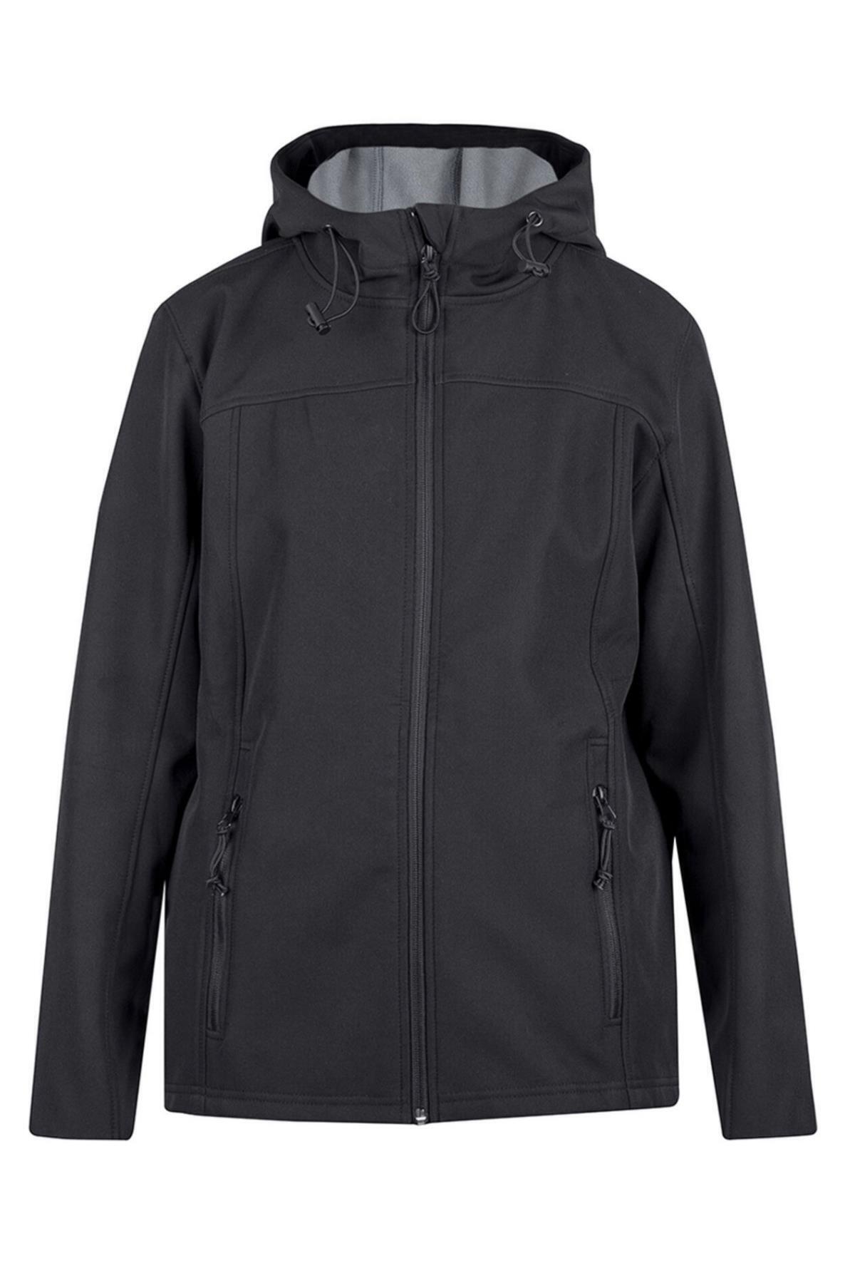 NAP Kadın Siyah Rüzgara ve Suya Dayanıklı Kapüşonlu SoftShell Mont otarzsenin_1031 görsel 3