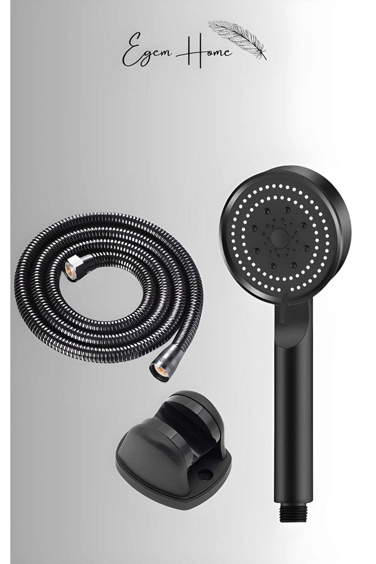 Genel Markalar 5 Fonksiyonlu Royal Duş Başlığı Duş Askısı 1,5 Mt Siyah Duş Hortumu Duş Seti