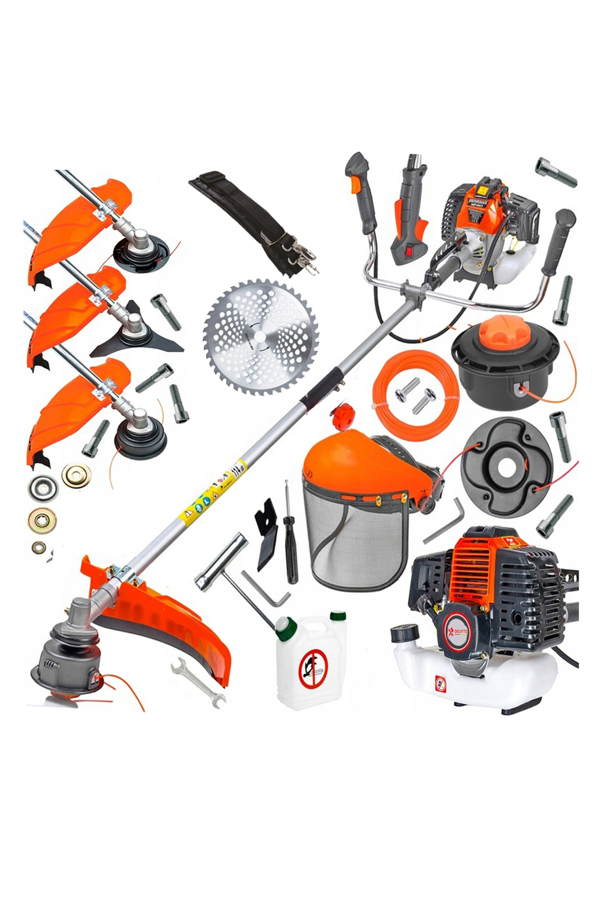DEGATTO XT9900 Profesyonel Krom Piston Çelik Şanzuman Benzinli Ot Çalı Çim Biçme Makinesi Yan Tırpan