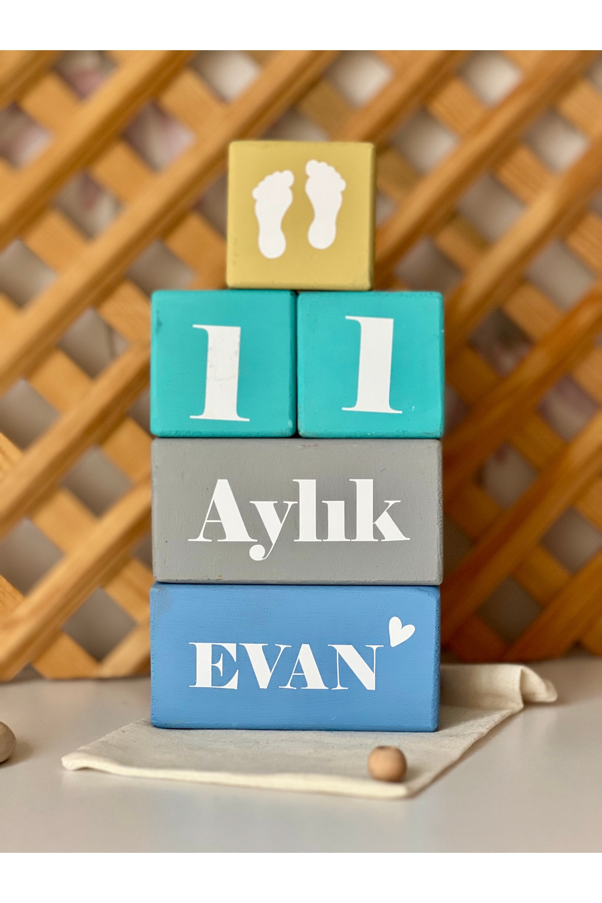 Renkli bebek anı küpü isimli renkli set 5parça