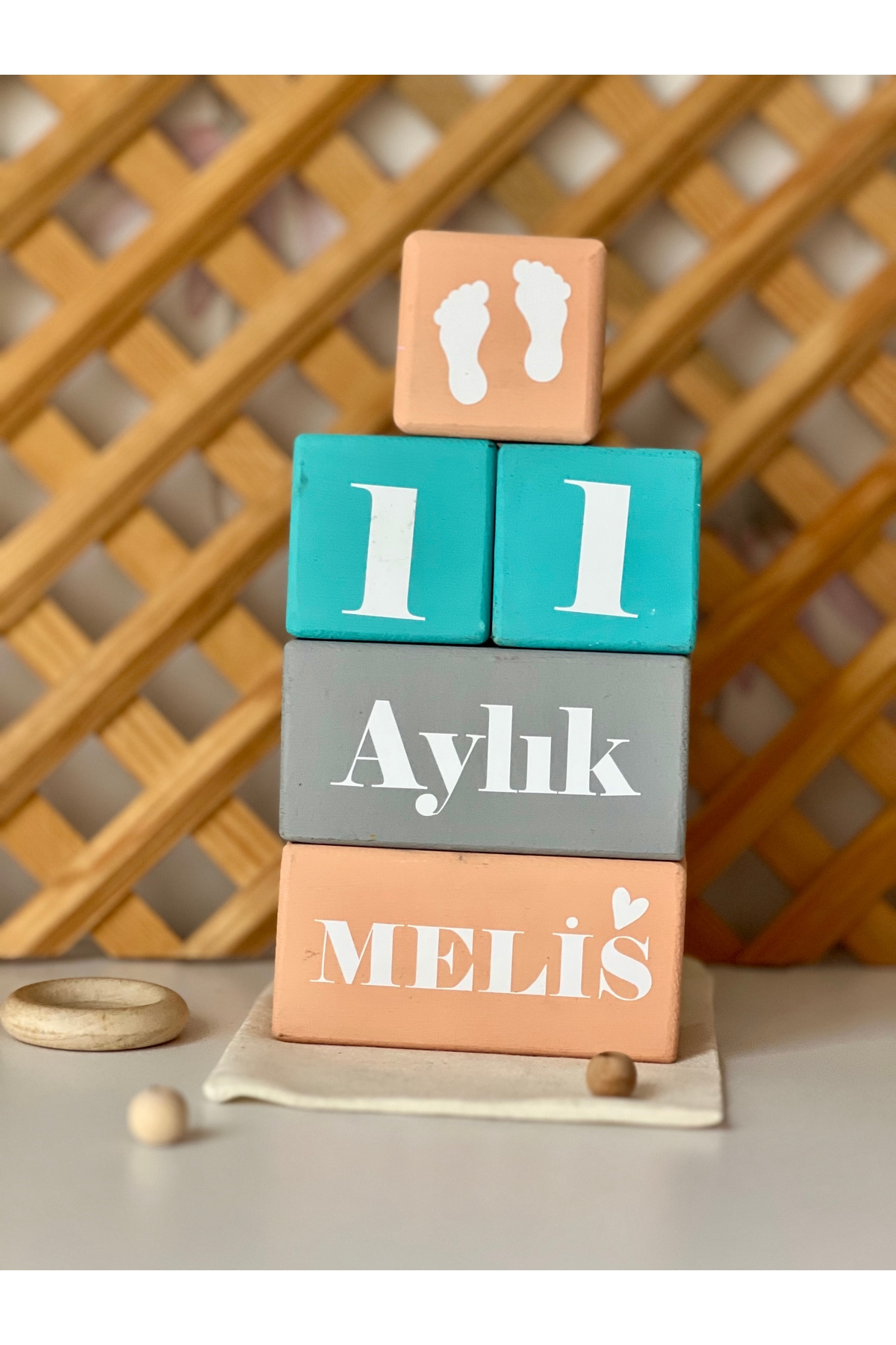 Renkli bebek anı küpü isimli renkli set 5parça