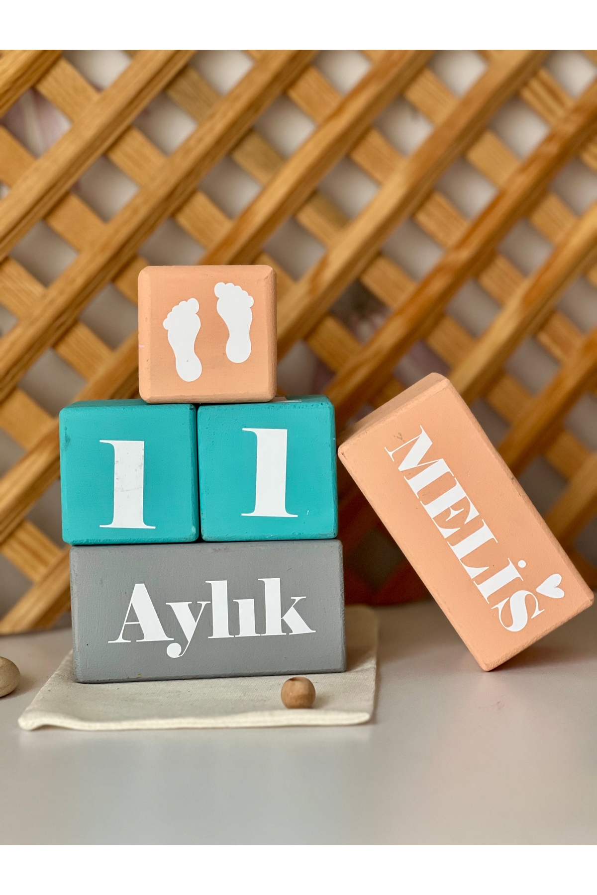 Renkli bebek anı küpü isimli renkli set 5parça